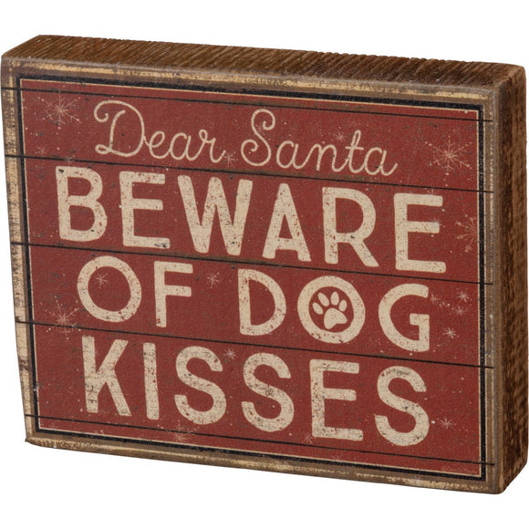 PBK Inset Block Sign Beware Dog Kisses