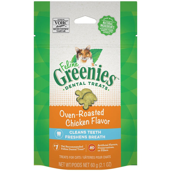 FELINE GREENIES™ Dental Treats Oven Roasted Chicken Flavor (2.1 oz)