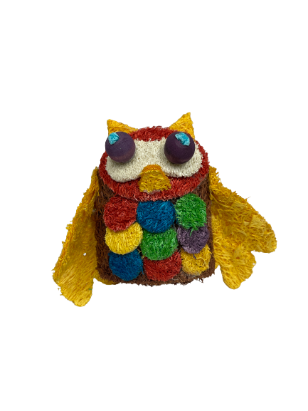 A & E Cages Nibbles Owl Whooo Small Animal Chew Toy (Loofah toys)