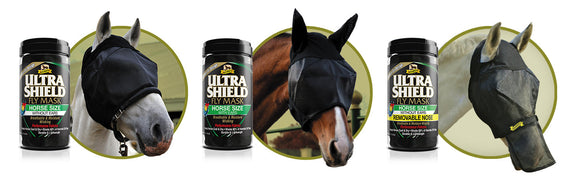 Absorbine UltraShield® Fly Mask With Ears (Black, Horse)