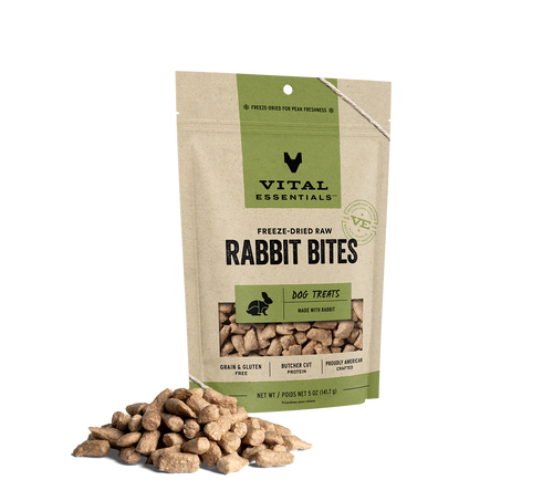 Vital Essentials Freeze Dried Raw Rabbit Bites Dog Treats