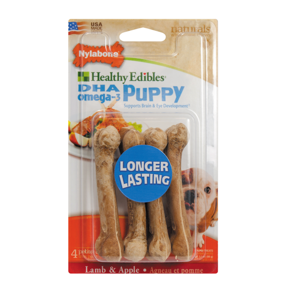 Nylabone Healthy Edibles Puppy Lamb And Apples Dog Treats (Petite: 4-pack)