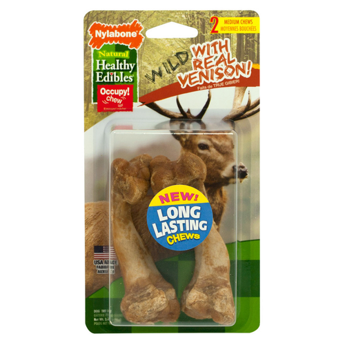 Nylabone Healthy Edibles WILD Natural Long Lasting Venison Dog Chew Treats