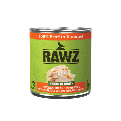 Rawz Hunks In Broth Chicken Breast, Pumpkin & New Zealand Green Mussels Dog Food Recipe
