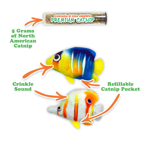 Meowijuana Get Bubbly Tropical Fish Refillable Multipack Cat Toys