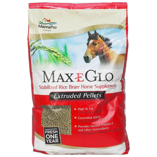 MANNA PRO MAX-E-GLO RICE BRAN PELLET SUPPLEMENT FOR HORSES (40 LB)