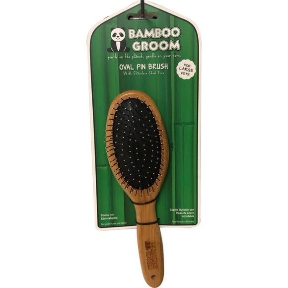 BAMBOO GROOM OVAL PIN BRUSH W/SS PINS (LG)